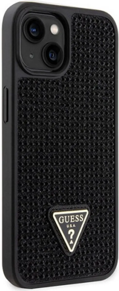 Guess Zwart iPhone 14 Hoesje - Rhinestones Triangle Logo