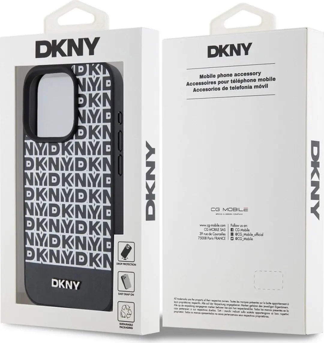 DKNY Repeat Bottom Stripe Hoesje - iPhone 12/12 Pro - Zwart
