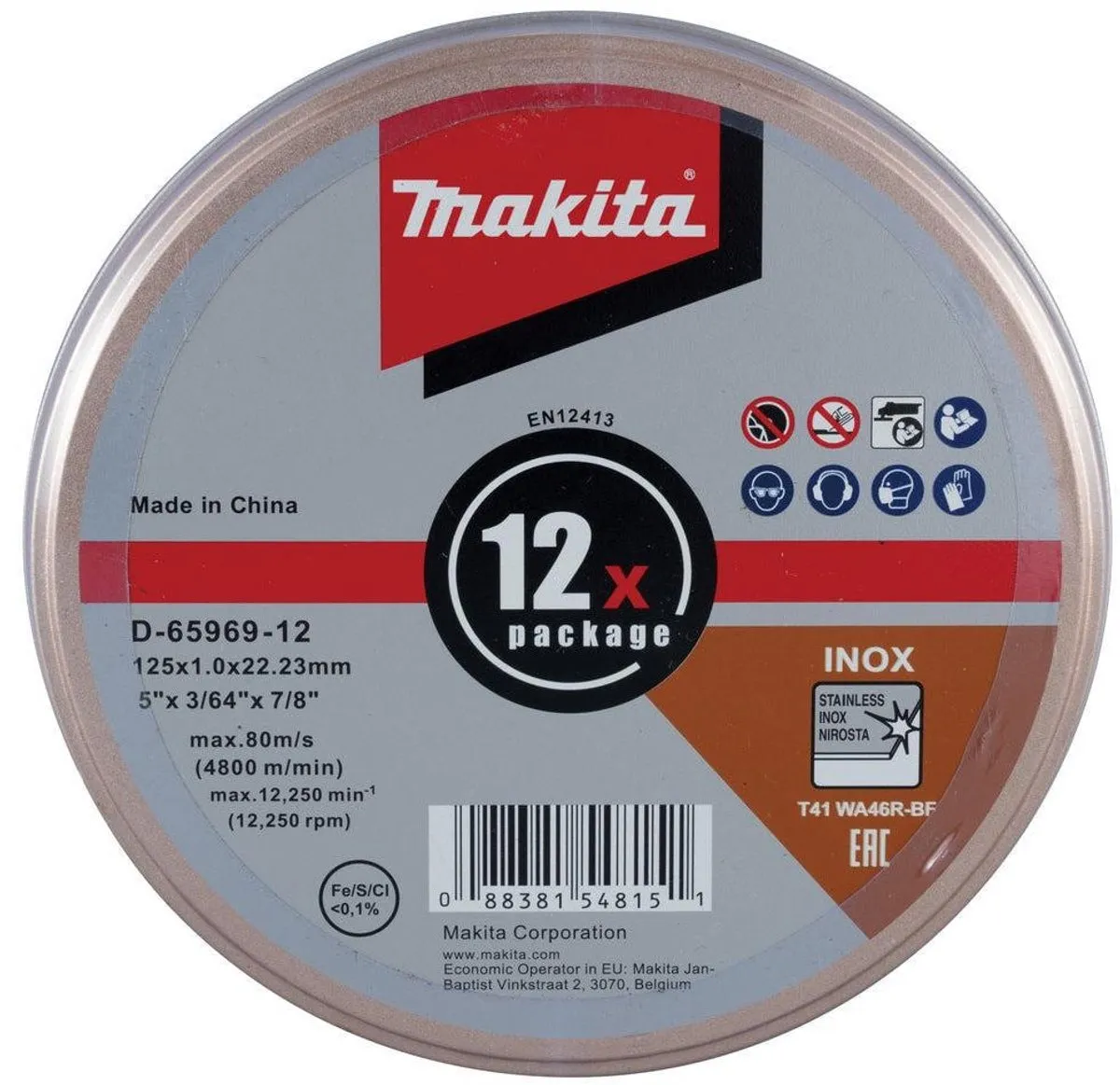 Makita D-65969-12 Doorslijpschijf 125mm RVS - Metaal/Aluminium
