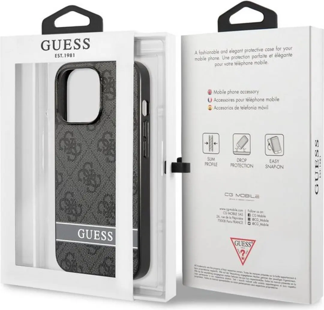 GUESS 4G Printed Stripe Hoes iPhone 13 Pro - Grijs