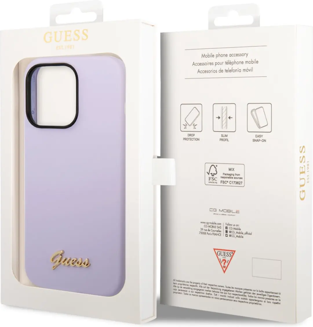 GUESS Silicone Back Case iPhone 14 Pro - Paars - afbeelding 6 van 6