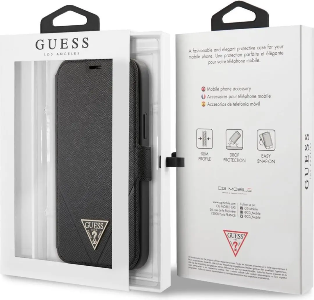 GUESS iPhone 12 Pro Max Hoesje - Effen Zwart - Kunstleer
