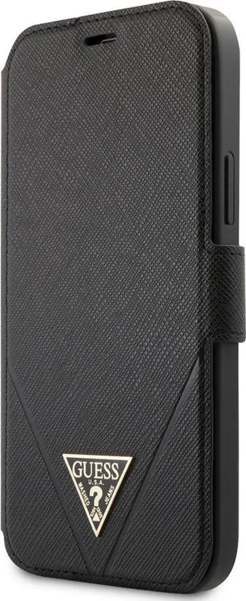GUESS iPhone 12 Pro Max Hoesje - Effen Zwart - Kunstleer