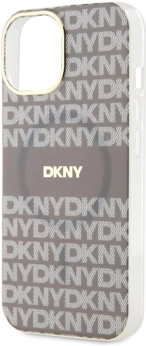 DKNY iPhone 14 Hoesje Flexibel TPU MagSafe Beige DKHMP14SHRHSEE