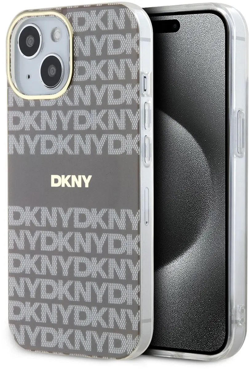 DKNY iPhone 14 Hoesje Flexibel TPU MagSafe Beige DKHMP14SHRHSEE