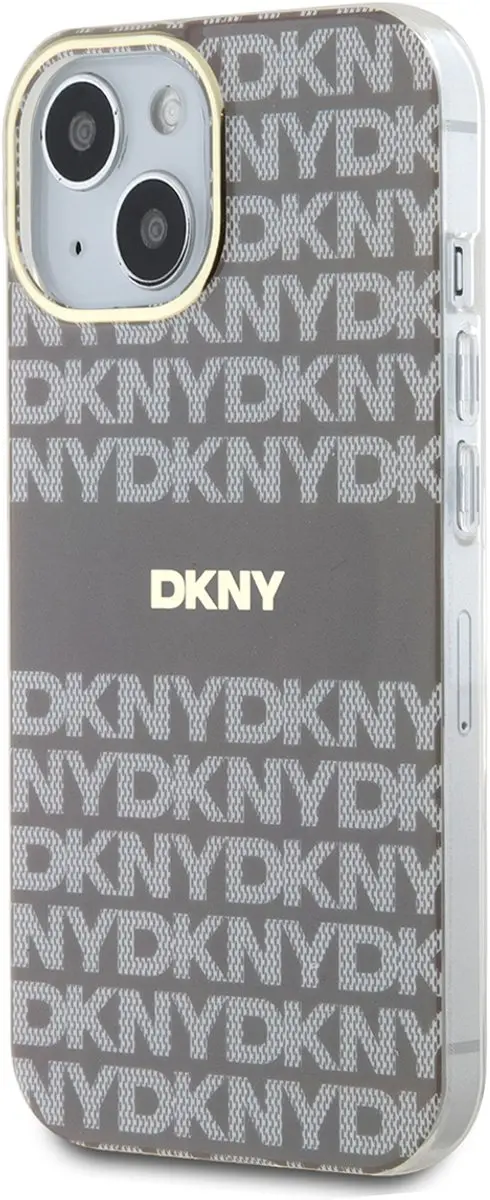 DKNY iPhone 14 Hoesje Flexibel TPU MagSafe Beige DKHMP14SHRHSEE