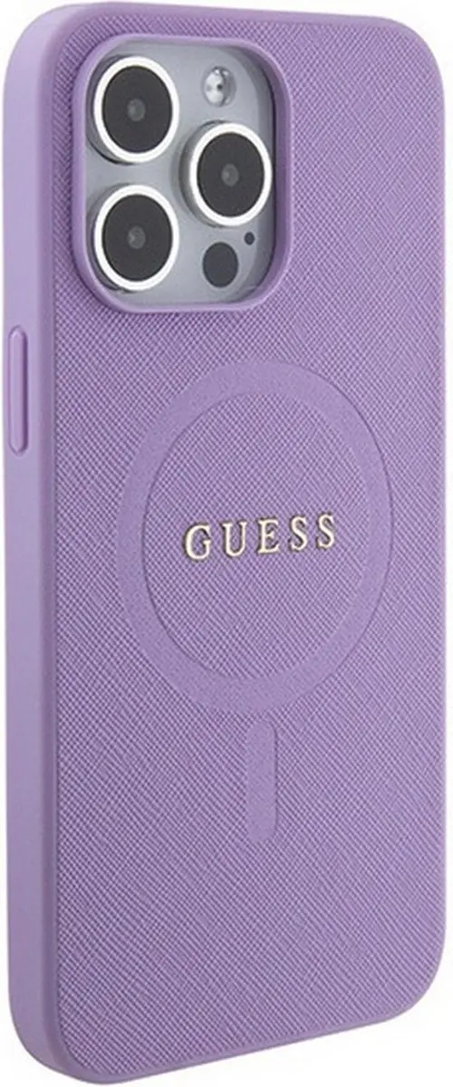 GUESS Saffiano Hoesje - iPhone 15 Pro - Paars - MagSafe