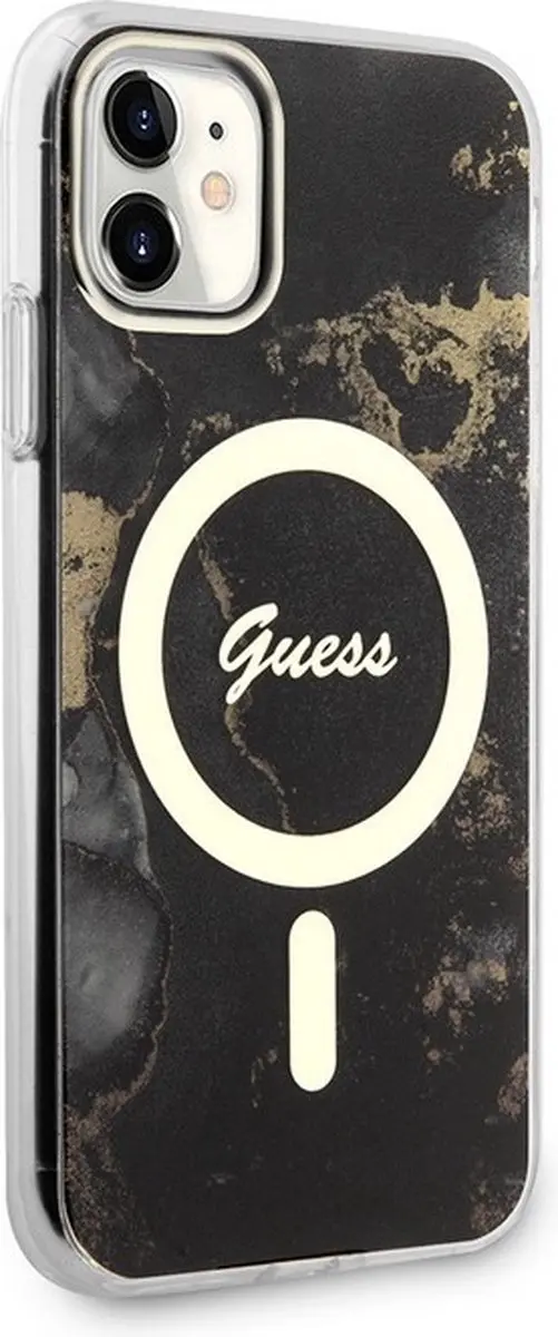Guess Golden Marble Back Case GUHMP1161GMBK - iPhone 11 - Zwart