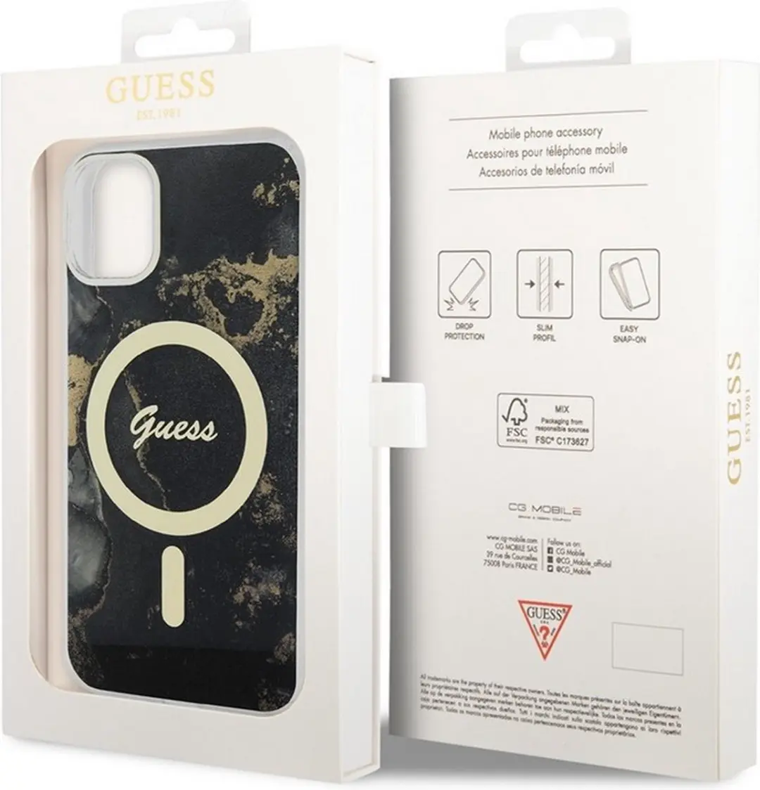 Guess Golden Marble Back Case GUHMP1161GMBK - iPhone 11 - Zwart