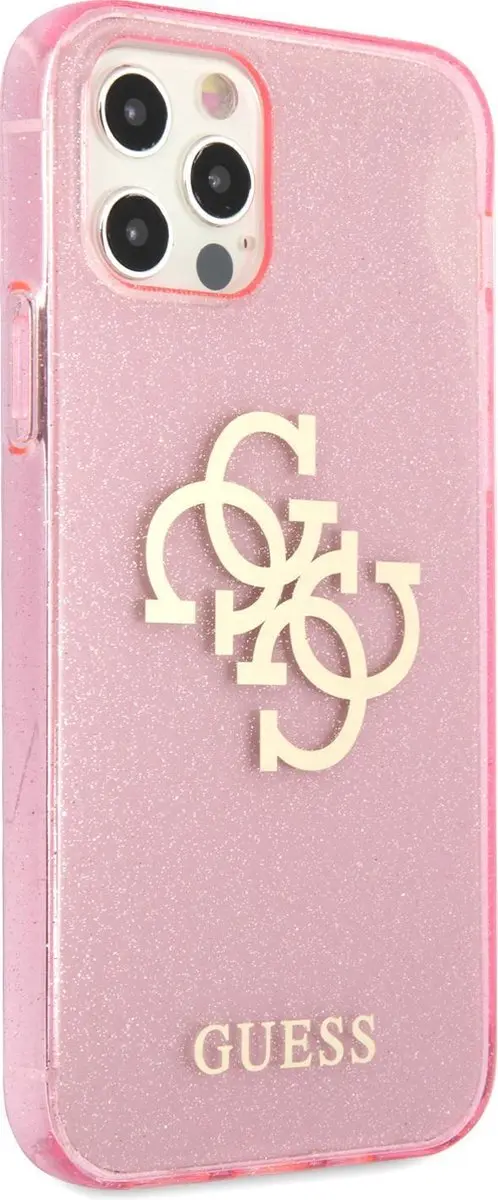 Guess TPU Glitter Hoesje Roze - iPhone 12/12 Pro - afbeelding 6 van 6