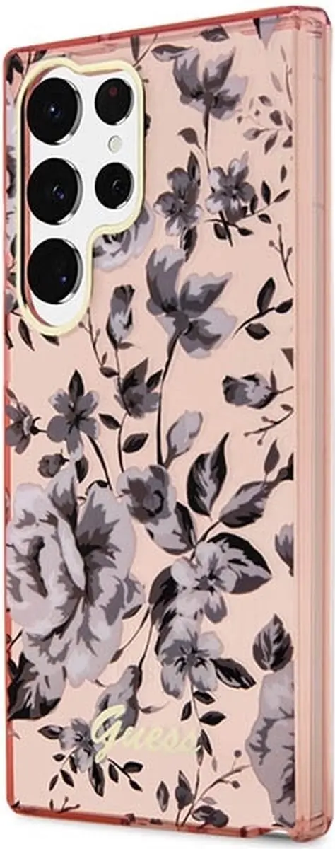 GUESS Flower Back Case Roze - Samsung Galaxy S23 Ultra