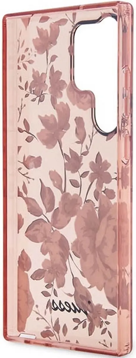 GUESS Flower Back Case Roze - Samsung Galaxy S23 Ultra