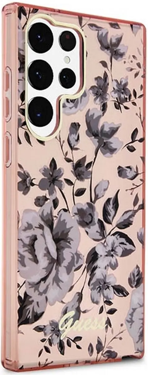 GUESS Flower Back Case Roze - Samsung Galaxy S23 Ultra