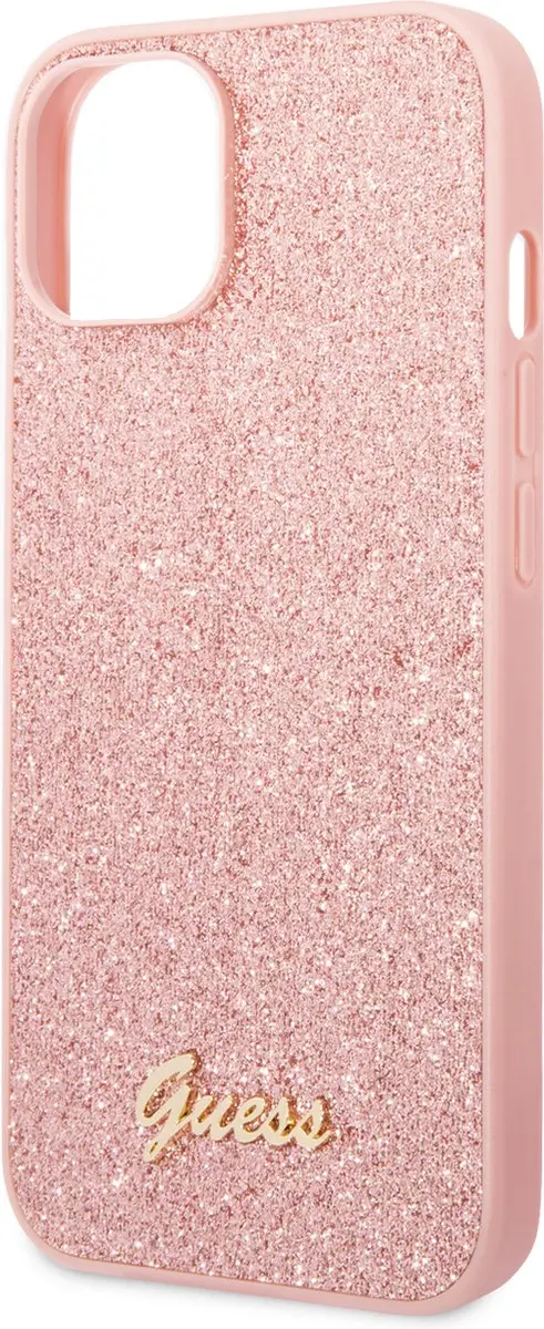 GUESS Glitter Script Hoesje iPhone 14 Plus - Roze - afbeelding 6 van 6