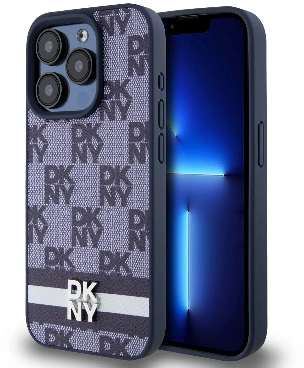 DKNY Checkered Printed Stripe Back Case - Blauw DKHCP15XPCPTSSB