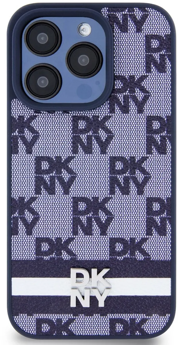 DKNY Checkered Printed Stripe Back Case - Blauw DKHCP15XPCPTSSB