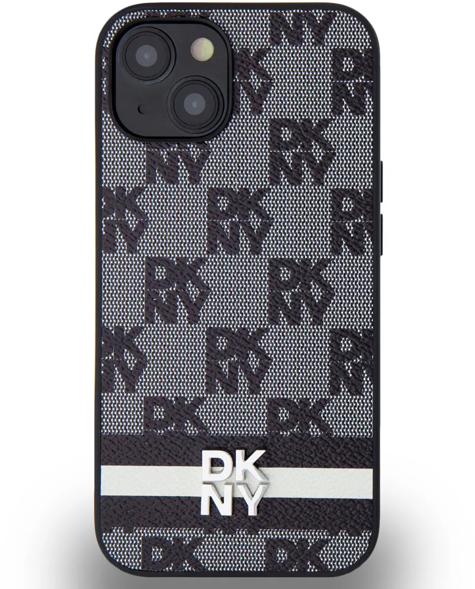 DKNY Checkered Printed Stripe Hoesje - iPhone 13 - Zwart - afbeelding 6 van 6