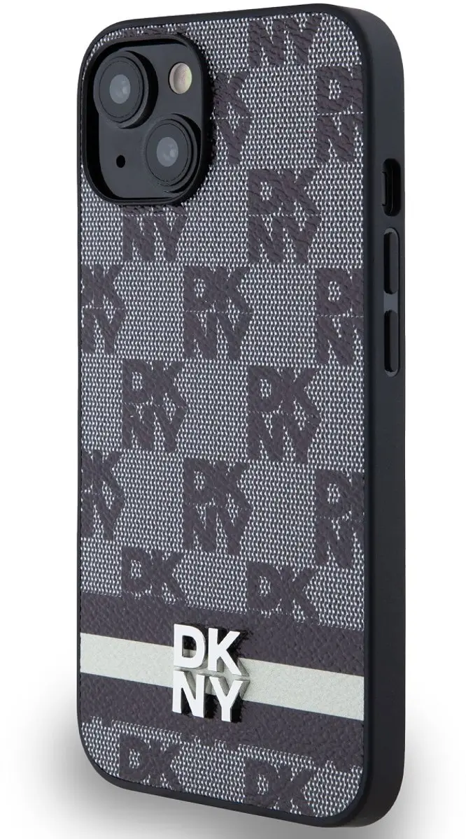 DKNY Checkered Printed Stripe Hoesje - iPhone 13 - Zwart