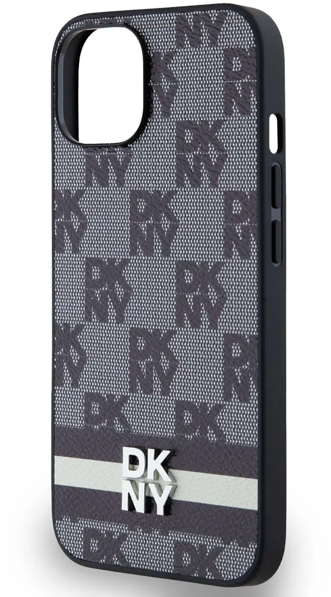 DKNY Checkered Printed Stripe Hoesje - iPhone 13 - Zwart