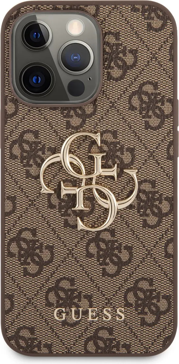 GUESS iPhone 13 Pro Backcase - Effen Bruin - Kunstleer - 7645