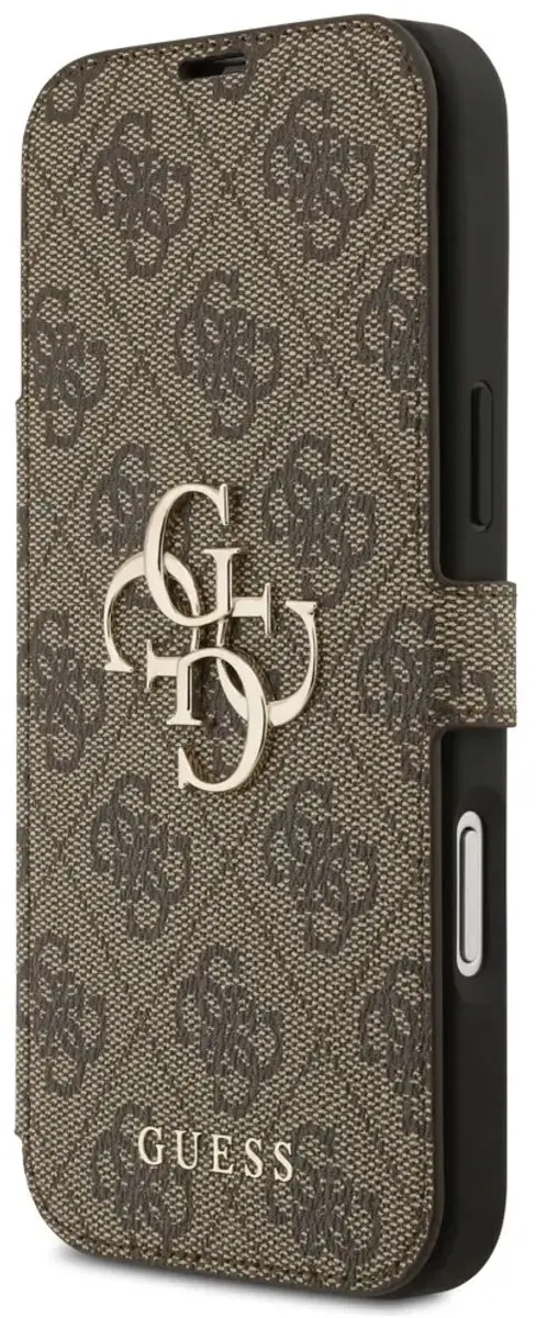 GUESS 4G Big Metal Logo Book Wallet Case iPhone 17 Pro Max - Bruin