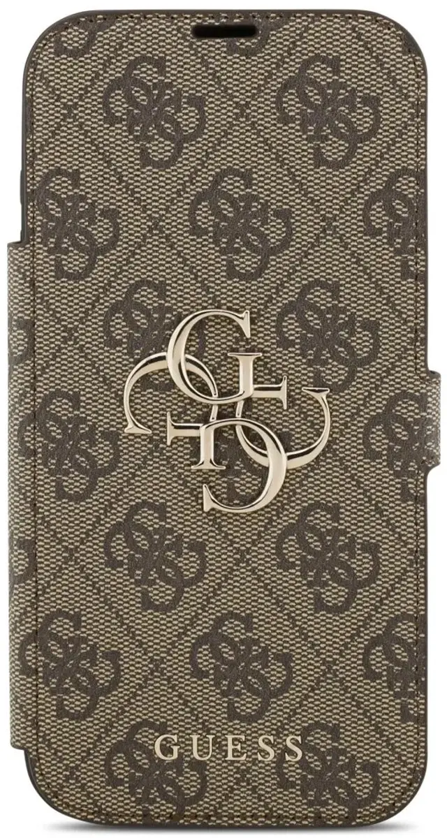 GUESS 4G Big Metal Logo Book Wallet Case iPhone 17 Pro Max - Bruin
