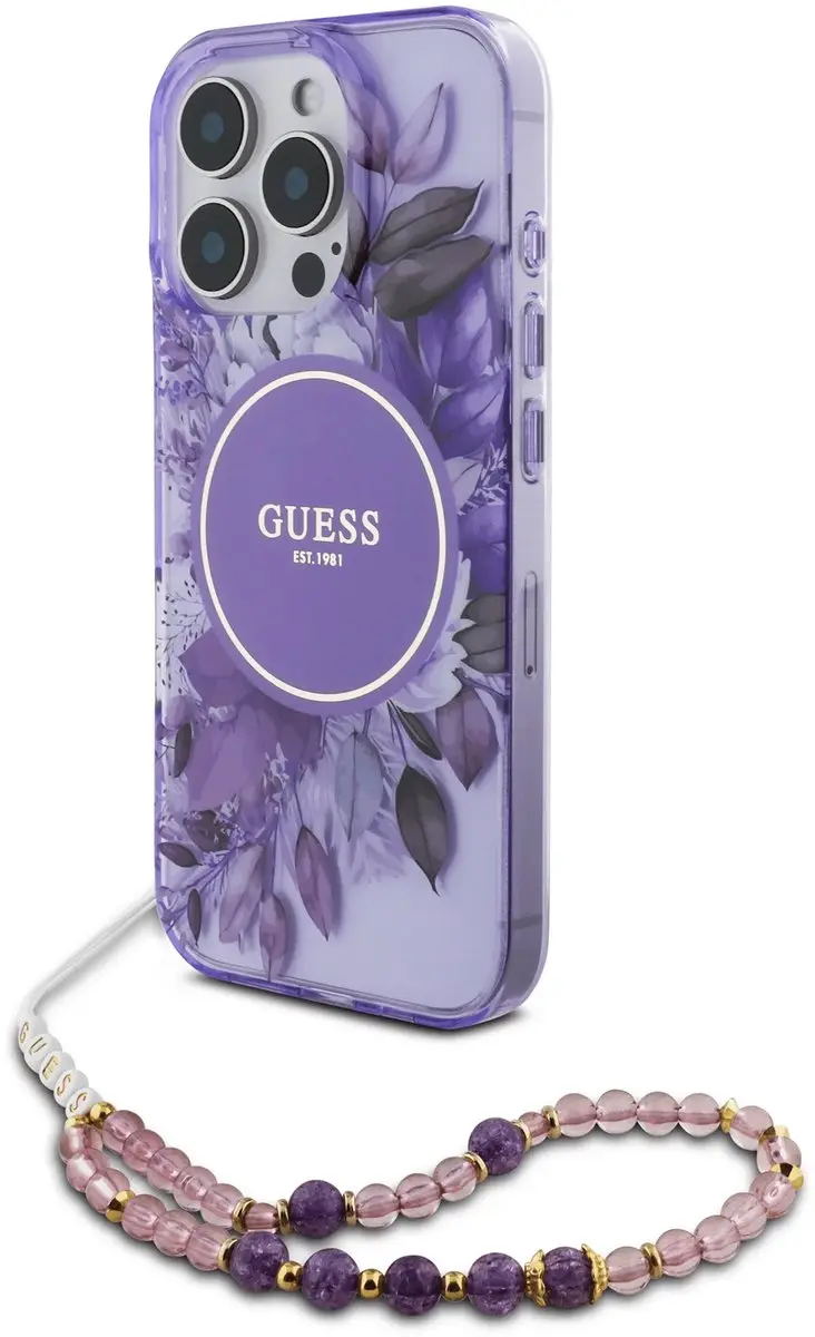 GUESS Backcover iPhone 16 Pro - Paars - Magsafe - 3666339299170