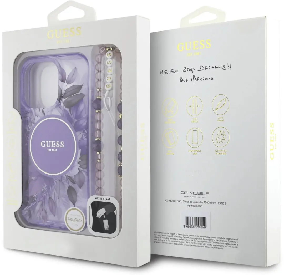 GUESS Backcover iPhone 16 Pro - Paars - Magsafe - 3666339299170