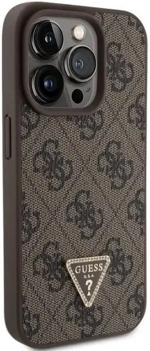 GUESS 4G Triangle Logo Hoesje - iPhone 15 Pro Max - Bruin