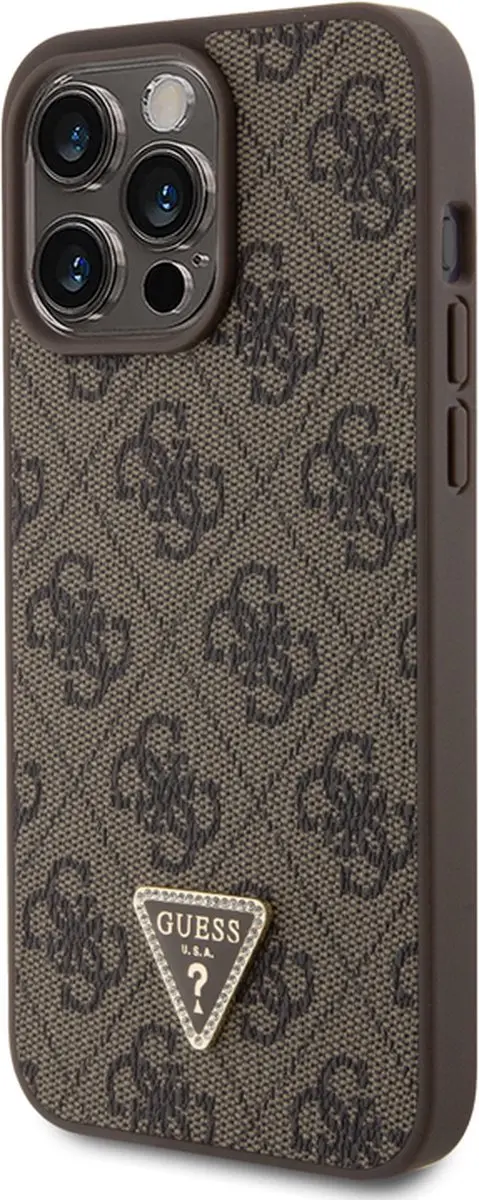 GUESS 4G Triangle Logo Hoesje - iPhone 15 Pro Max - Bruin