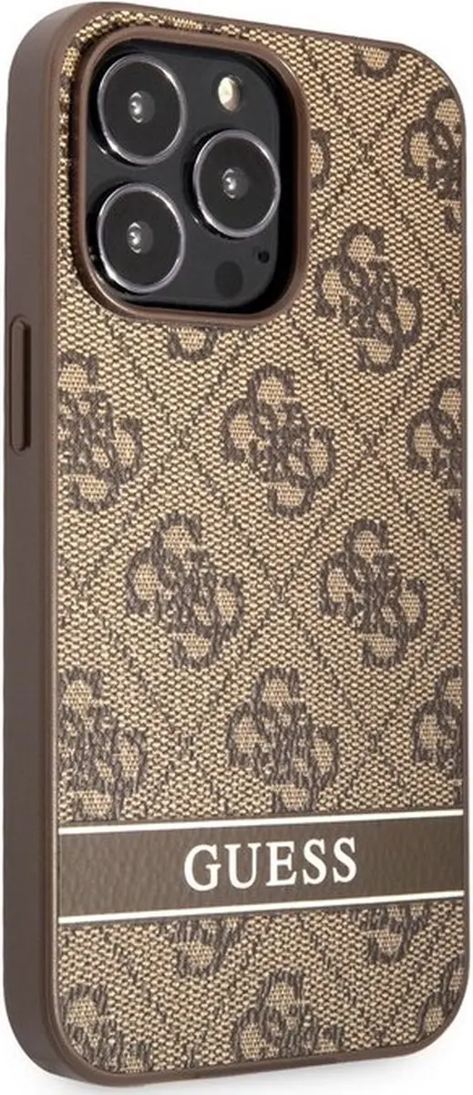 Guess 4G Printed Stripe Hoesje - iPhone 13 Pro Max - Bruin