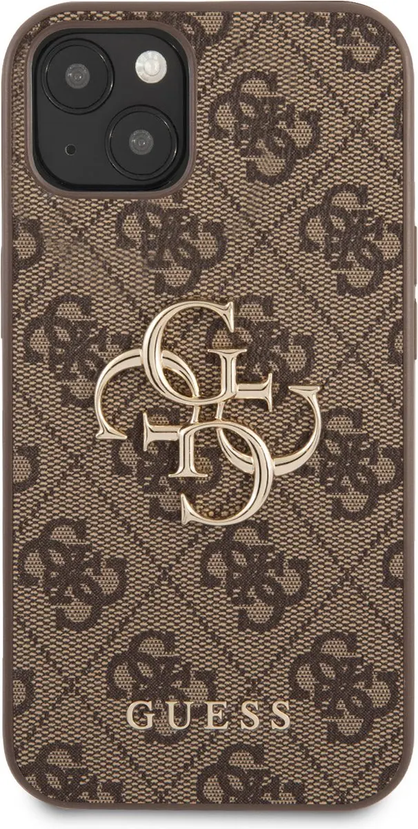 GUESS iPhone 13 Backcase - Effen Bruin Kunstleer - 3666339024888