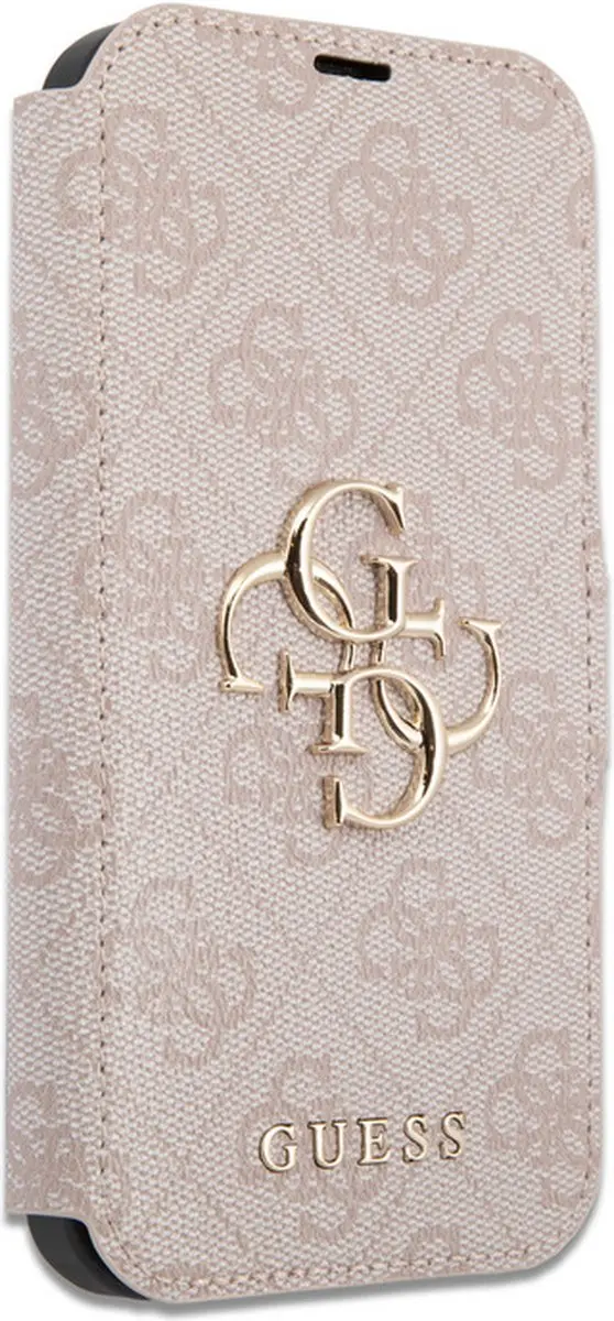 Guess 4G Metal Logo Book Case - iPhone 15 Pro Roze