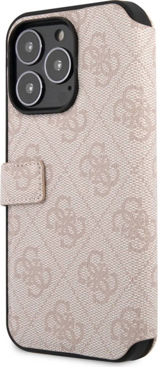 Guess 4G Metal Logo Book Case - iPhone 15 Pro Roze