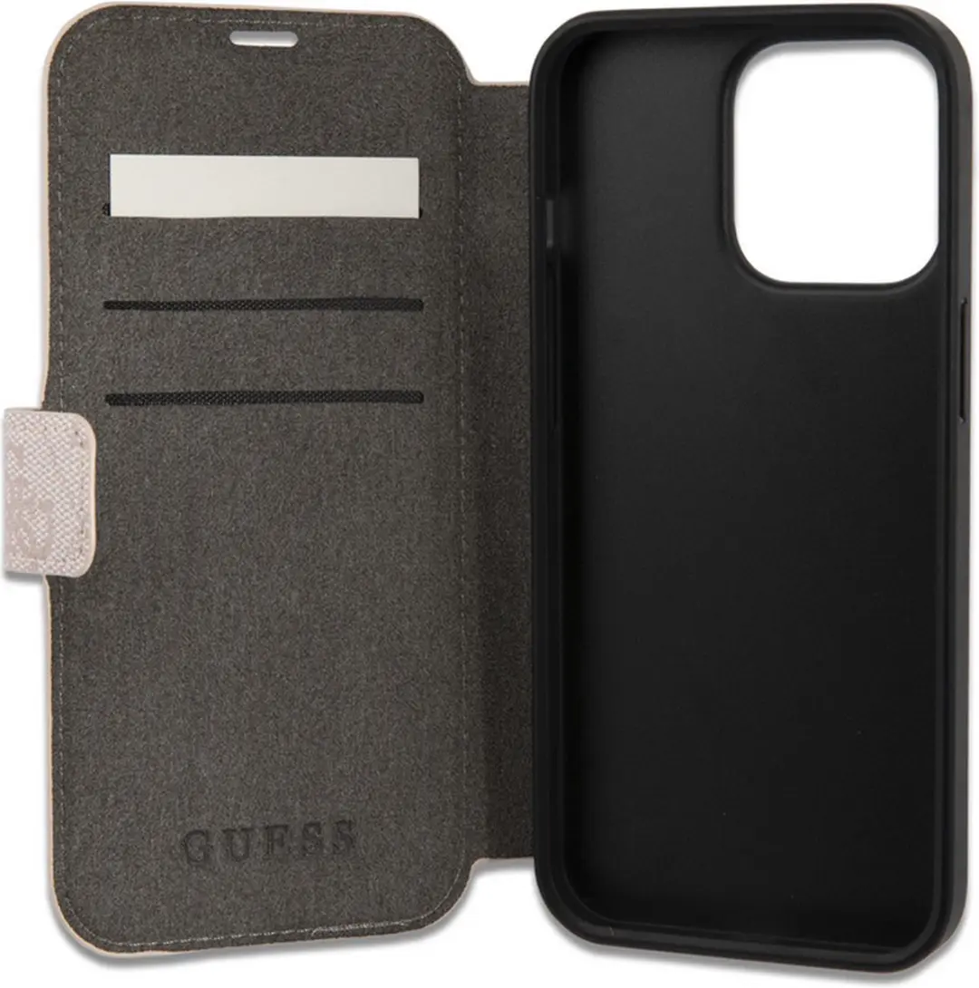 Guess 4G Metal Logo Book Case - iPhone 15 Pro Roze