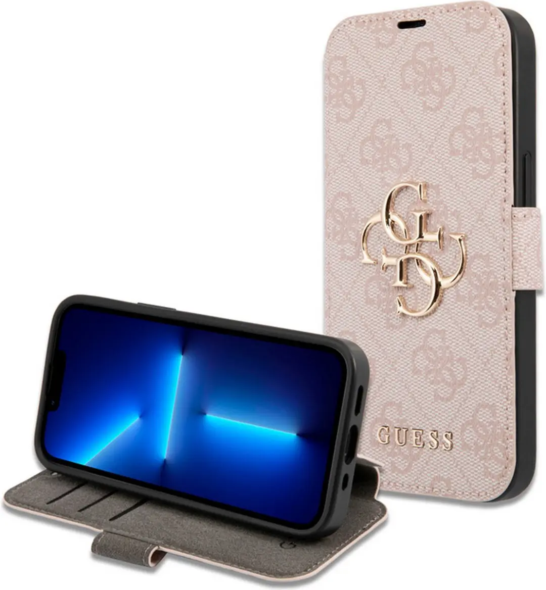 Guess 4G Metal Logo Book Case - iPhone 15 Pro Roze - afbeelding 6 van 6