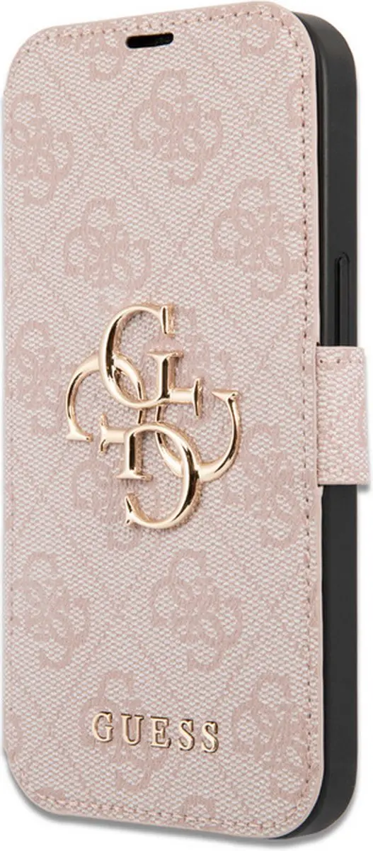 Guess 4G Metal Logo Book Case - iPhone 15 Pro Roze