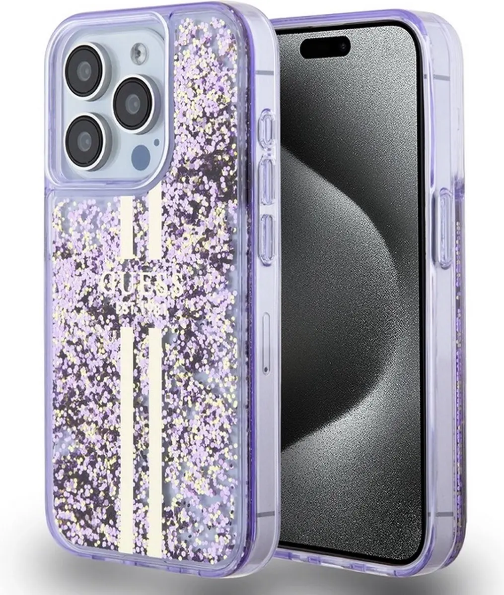 GUESS Liquid Glitter Golden Stripes Hoesje