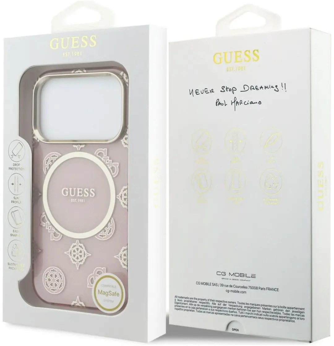 GUESS Hoesje iPhone 17 Pro Peony Hot Stamp - MagSafe - Goudroze