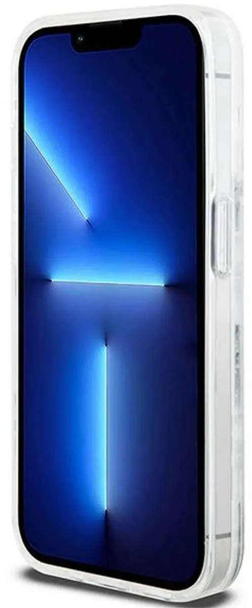 DKNY Liquid Glitter Checkered Pattern Hoesje iPhone 15 Pro - Wit