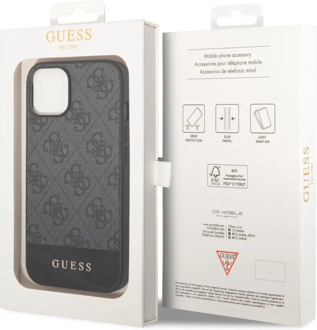 Guess GUHCP14S4GSGR iPhone 14 Hoes Grijs