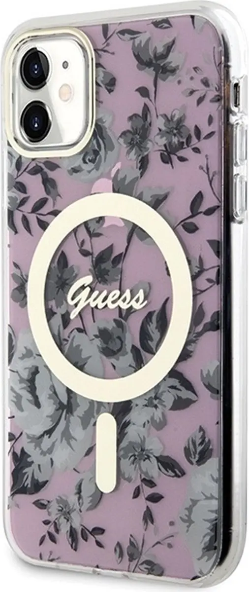 GUESS Flower Back Case - iPhone 11 Roze - MagSafe - afbeelding 6 van 6