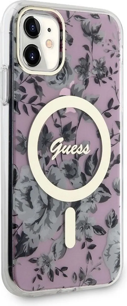 GUESS Flower Back Case - iPhone 11 Roze - MagSafe