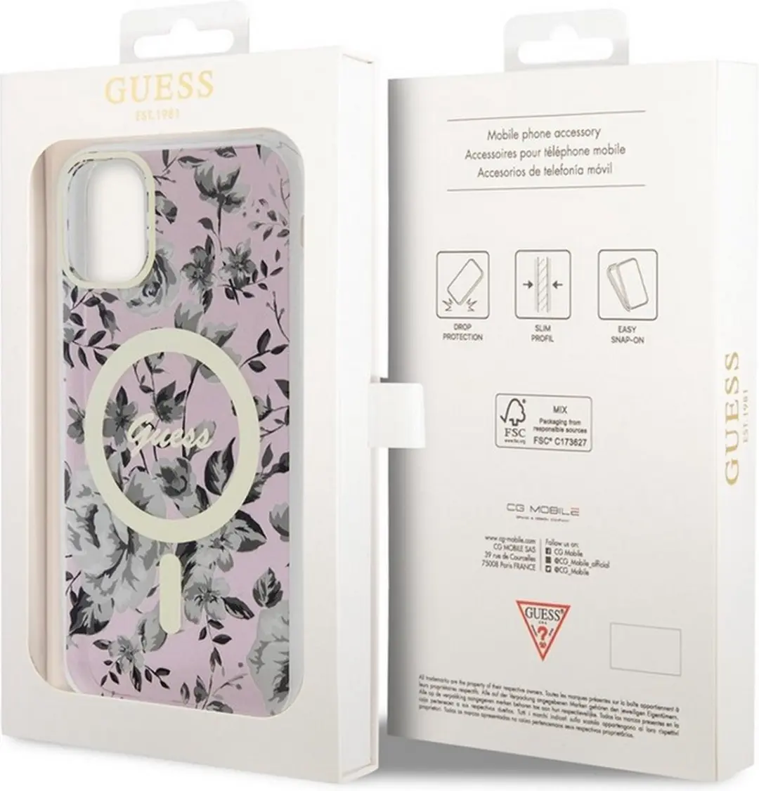 GUESS Flower Back Case - iPhone 11 Roze - MagSafe