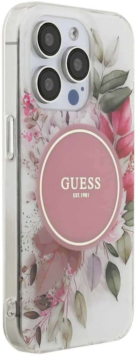 GUESS iPhone 15 Pro Hoesje MagSafe Roze - 3666339456191