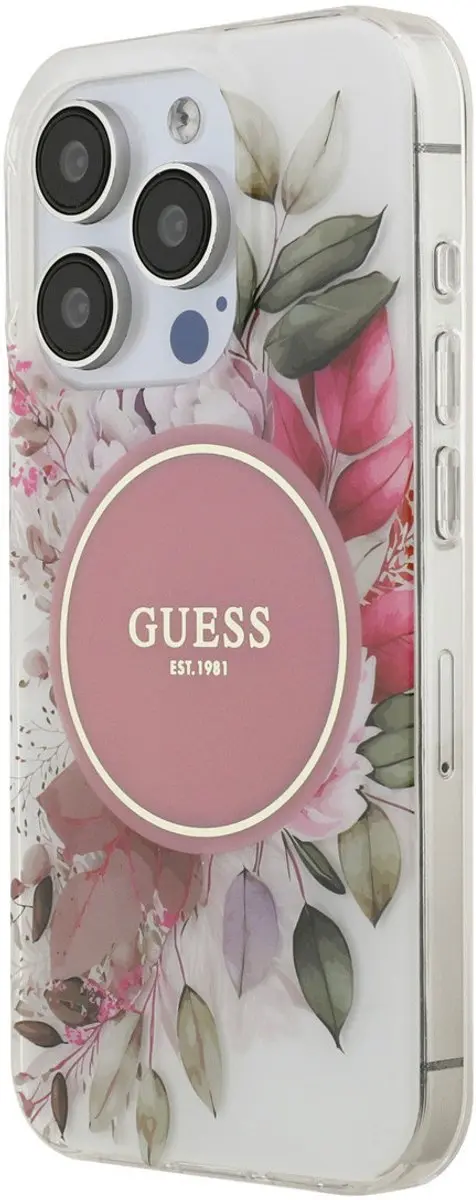 GUESS iPhone 15 Pro Hoesje MagSafe Roze - 3666339456191
