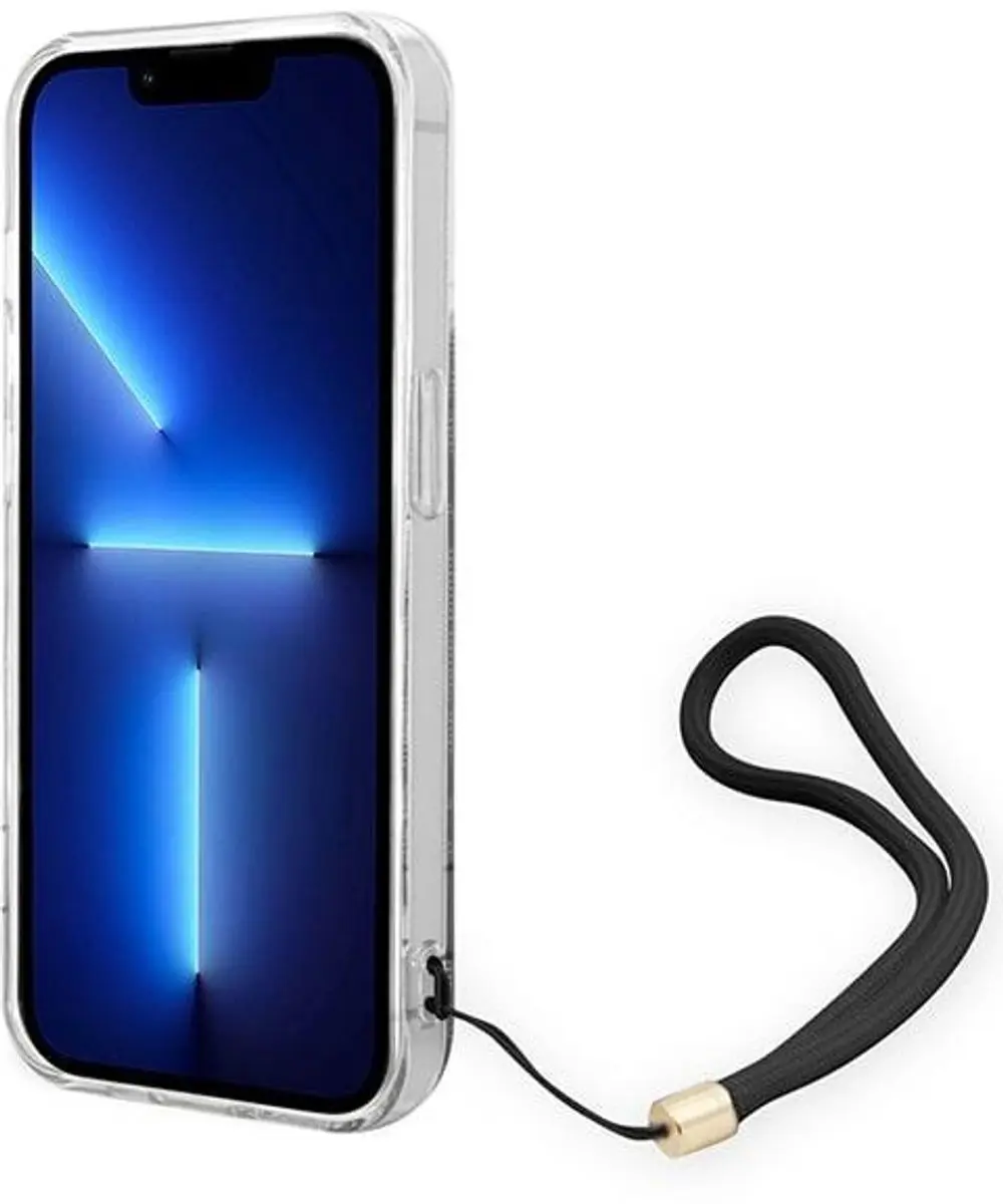 GUESS 4G Printed Back Case met Strap - iPhone 14 Pro Zwart