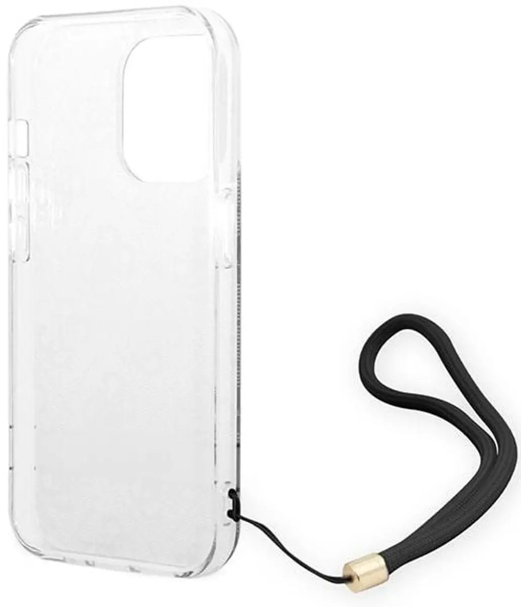 GUESS 4G Printed Back Case met Strap - iPhone 14 Pro Zwart