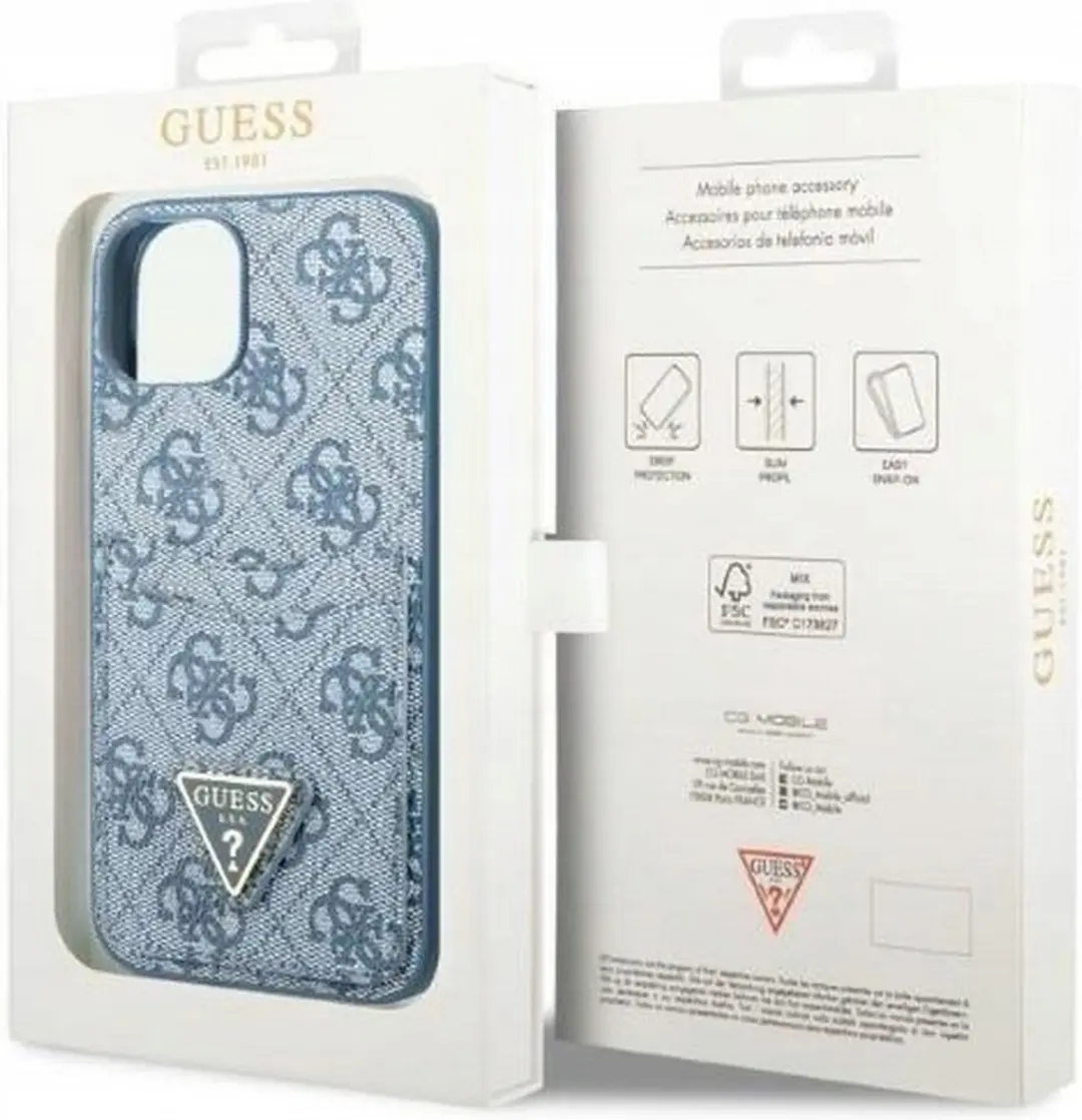Guess 4G Dual Card Back Case - iPhone 13 Mini - Blauw