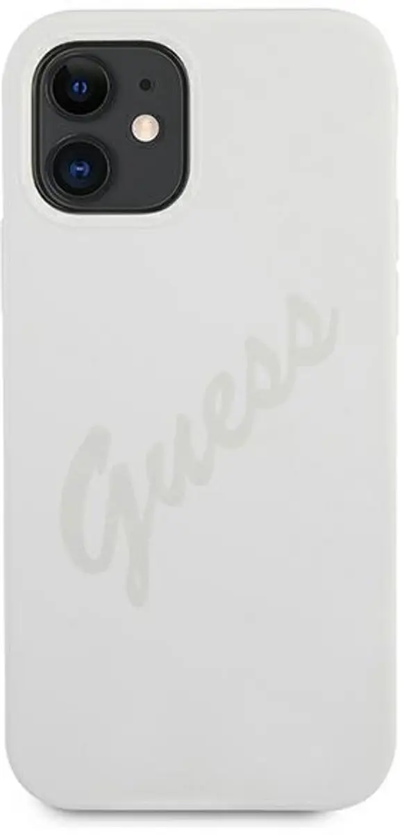 GUESS Silicone Vintage Hoesje iPhone 12 Mini - Grijs - MPN 6802